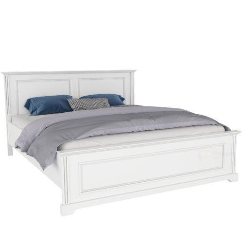 Darius bed, solid lime wood, white