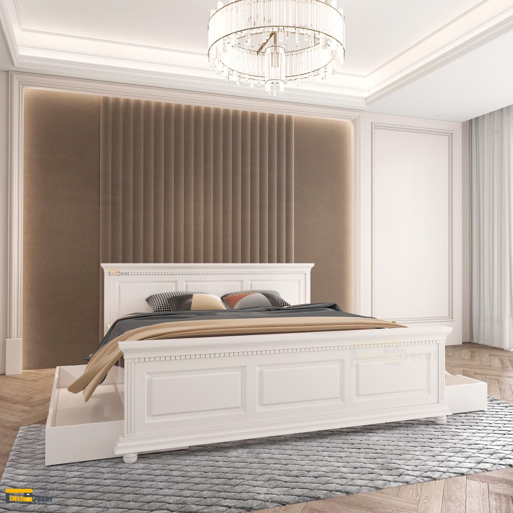 Luxus white led, solid wood, 2 drawers
