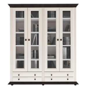 Luxus double library, window type, white walnut, massive wood 180 x 45 x 203 cm