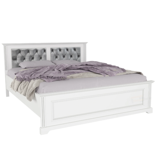White bed darius padded gray, solid lime wood